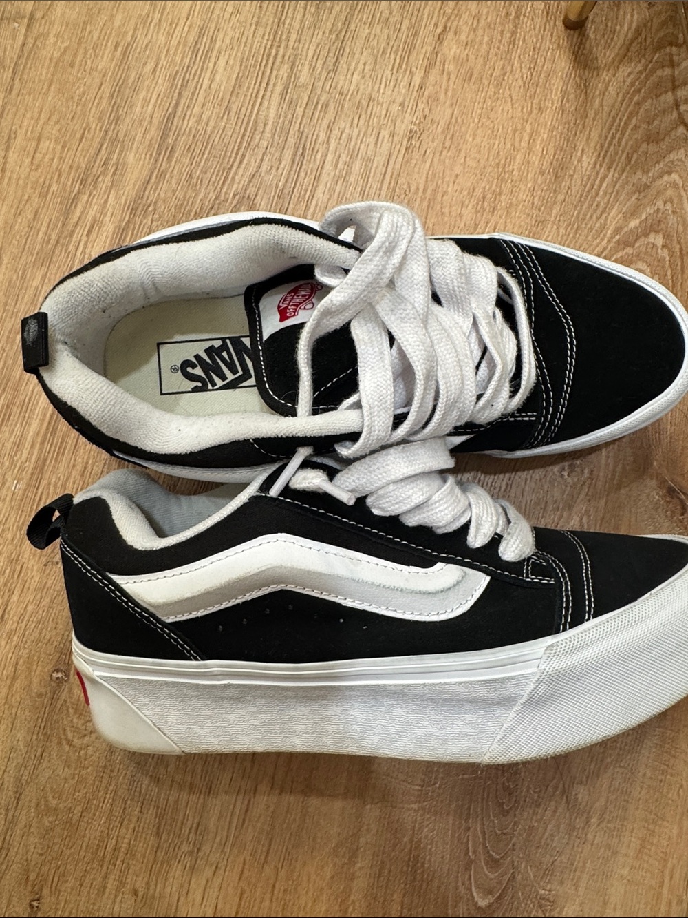 Vans Men’s Black and White Low Top Skate Sneakers